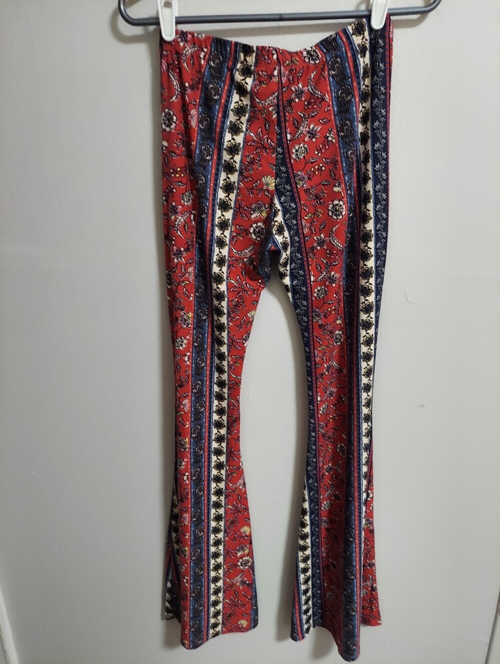 Striped Floral Flare Pants in Red and Navy - Picture 4 of 4